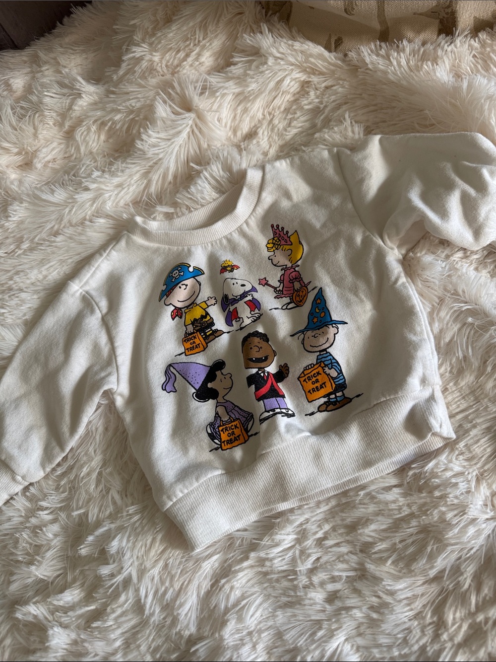 Peanuts Kids Cream Halloween Graphic Sweatshirt